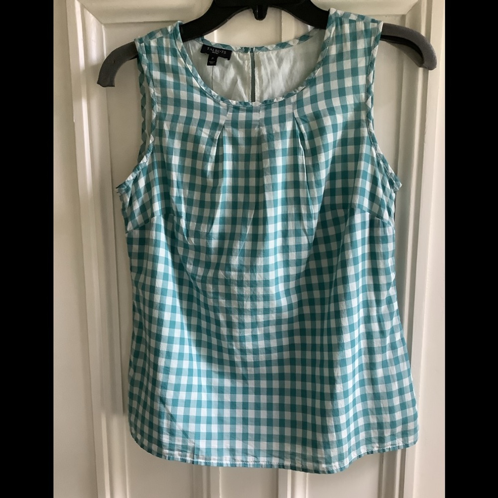 NWT Talbots Sleeveless Gingham Blouse in Petite